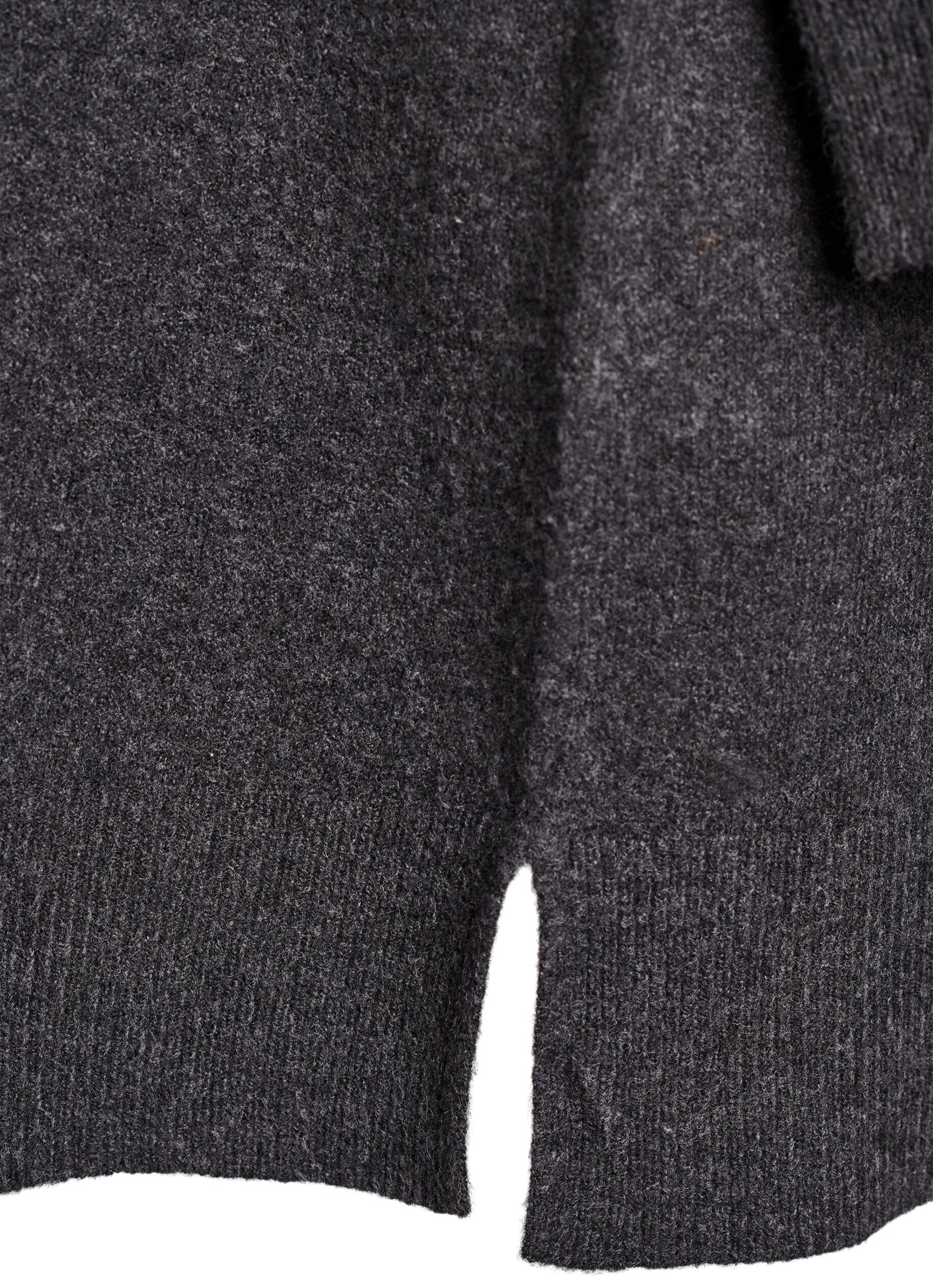 ZizziKurzes Strickkleid mit Polokragen und Kn&ouml;pfen, Grau, Packshot image number 3