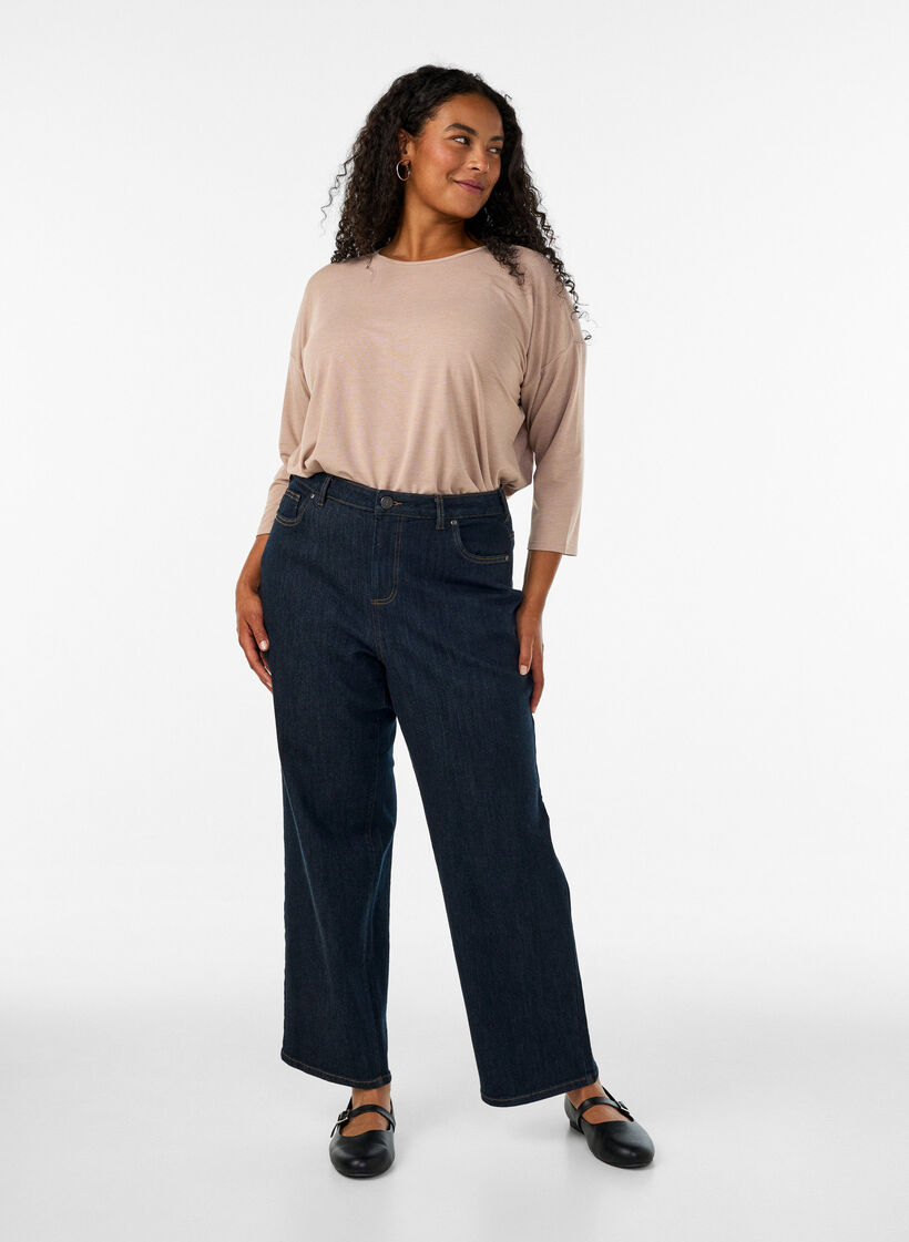 Bluse aus Jersey mit 3/4-&Auml;rmeln, Beige, Model image number 1