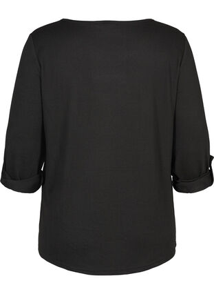 Bluse mit 3/4 Ärmeln und Reißverschluss, BLACK, Packshot image number 1
