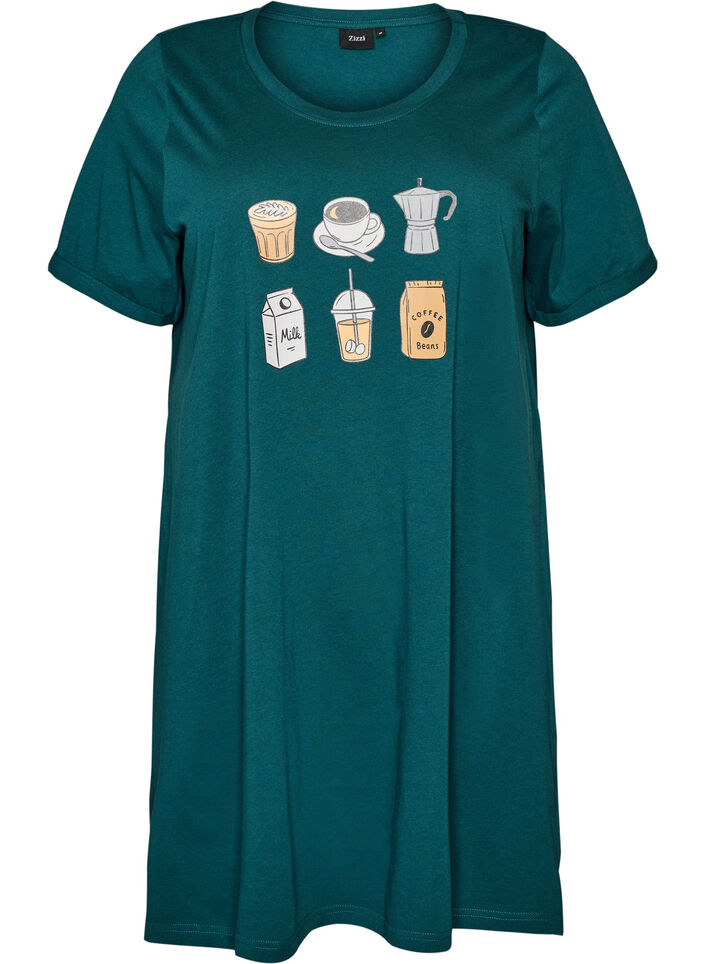 Kurz&auml;rmeliges Nachthemd aus Bio-Baumwolle, Gr&uuml;n, Packshot image number 0