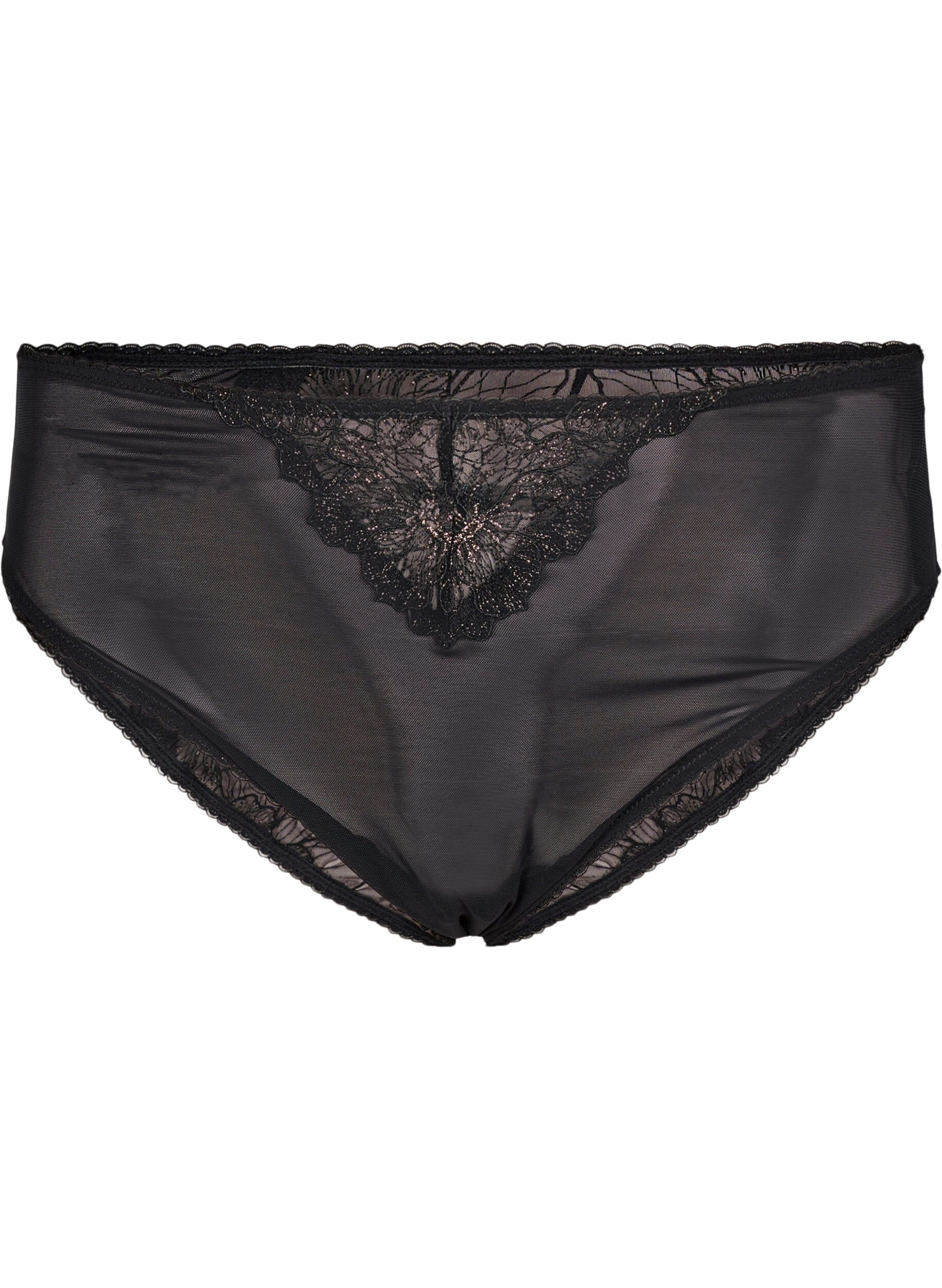 ZizziTai-Slip aus Mesh mit Spitzendetails, Schwarz, Packshot image number 0