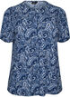 Gemusterte Bluse mit kurzen &Auml;rmeln, Blau, Packshot image number 0