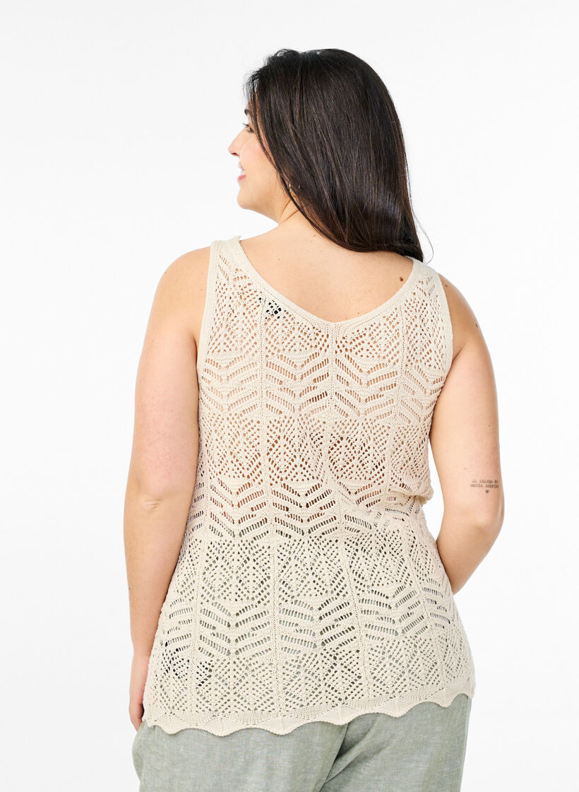 Ärmellose Stricktop mit V-Ausschnitt, Beige, Model image number 2