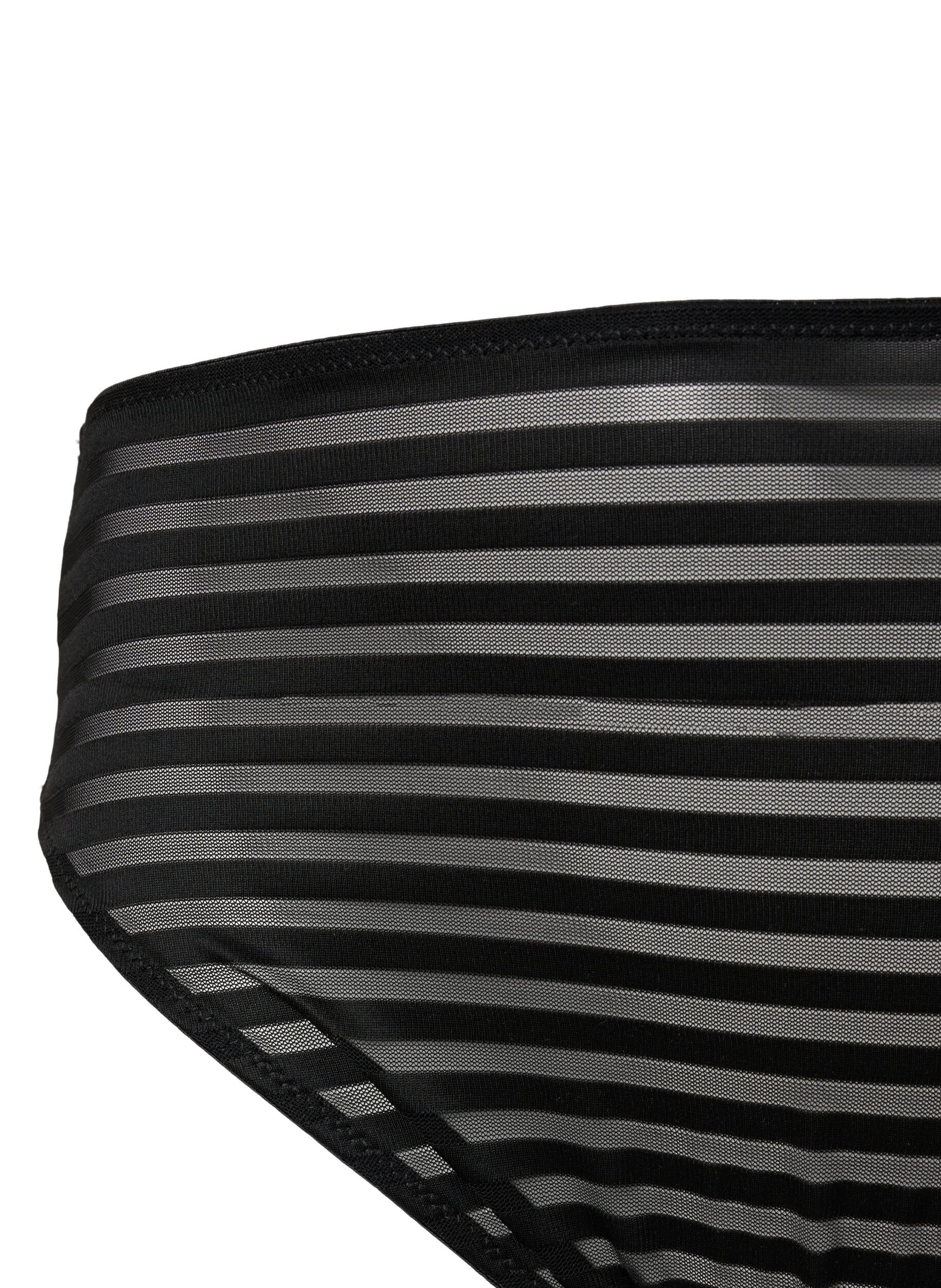 ZizziGestreifte Tai-Panty mit normaler Taille, Black, Packshot image number 2