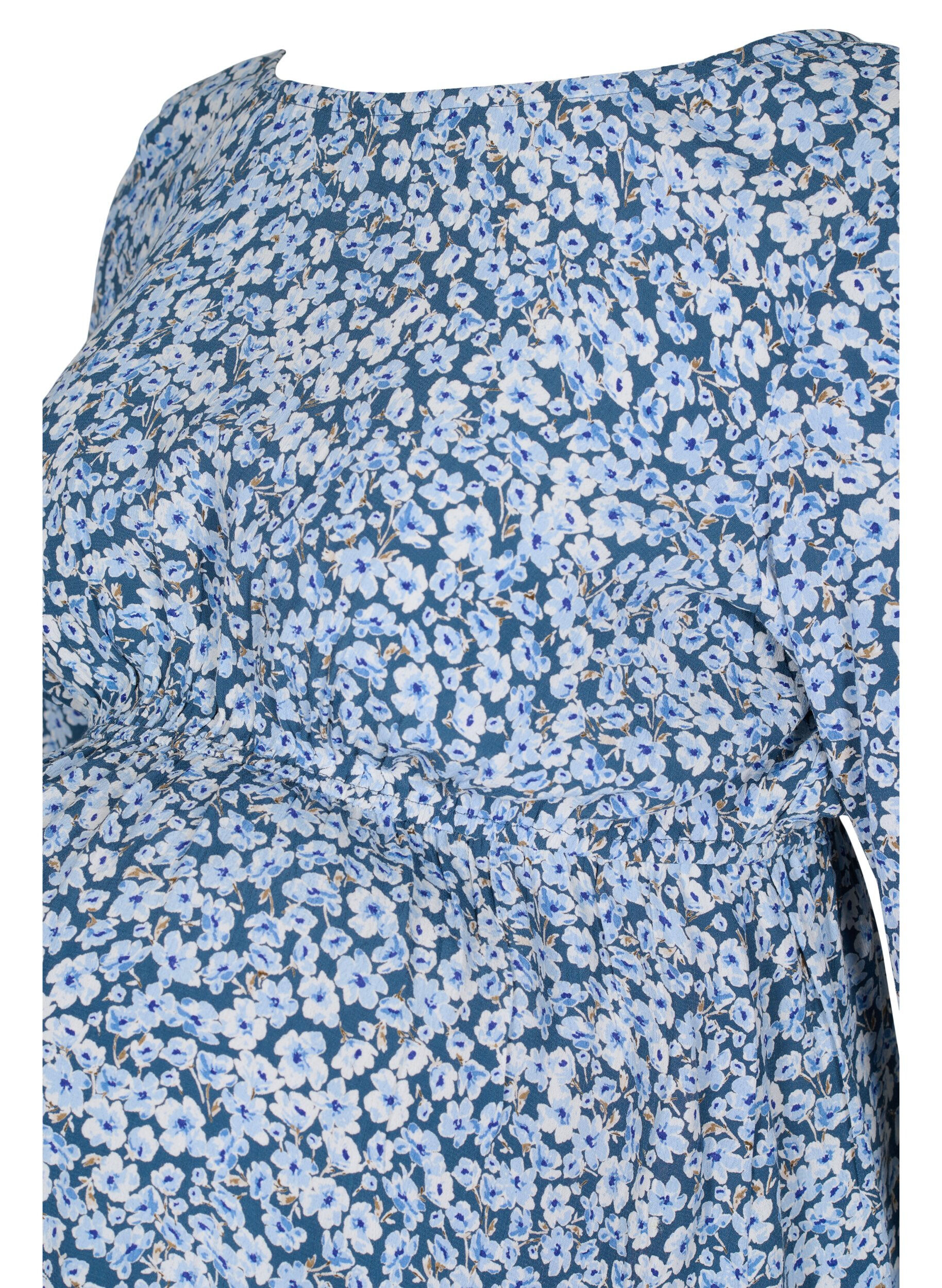 ZizziSchwangerschaftsbluse aus Viskose mit Blumenprint, Blue Flower AOP, Packshot image number 2