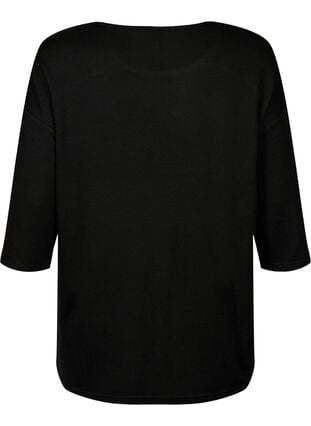 Bluse mit 3/4-Ärmeln und Spitzendetail, Black, Packshot image number 1
