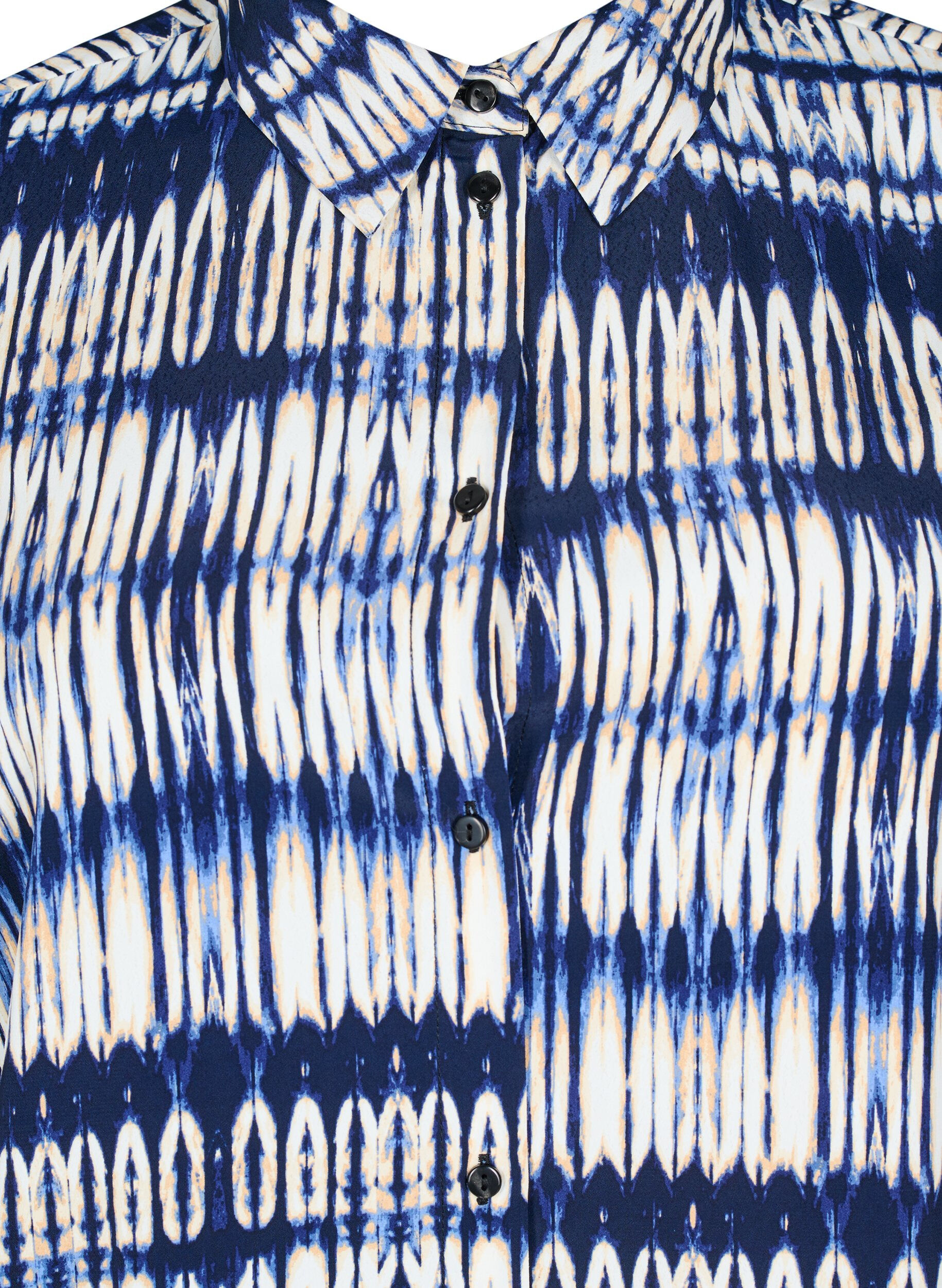 ZizziGemusterte Bluse, Blau, Packshot image number 2