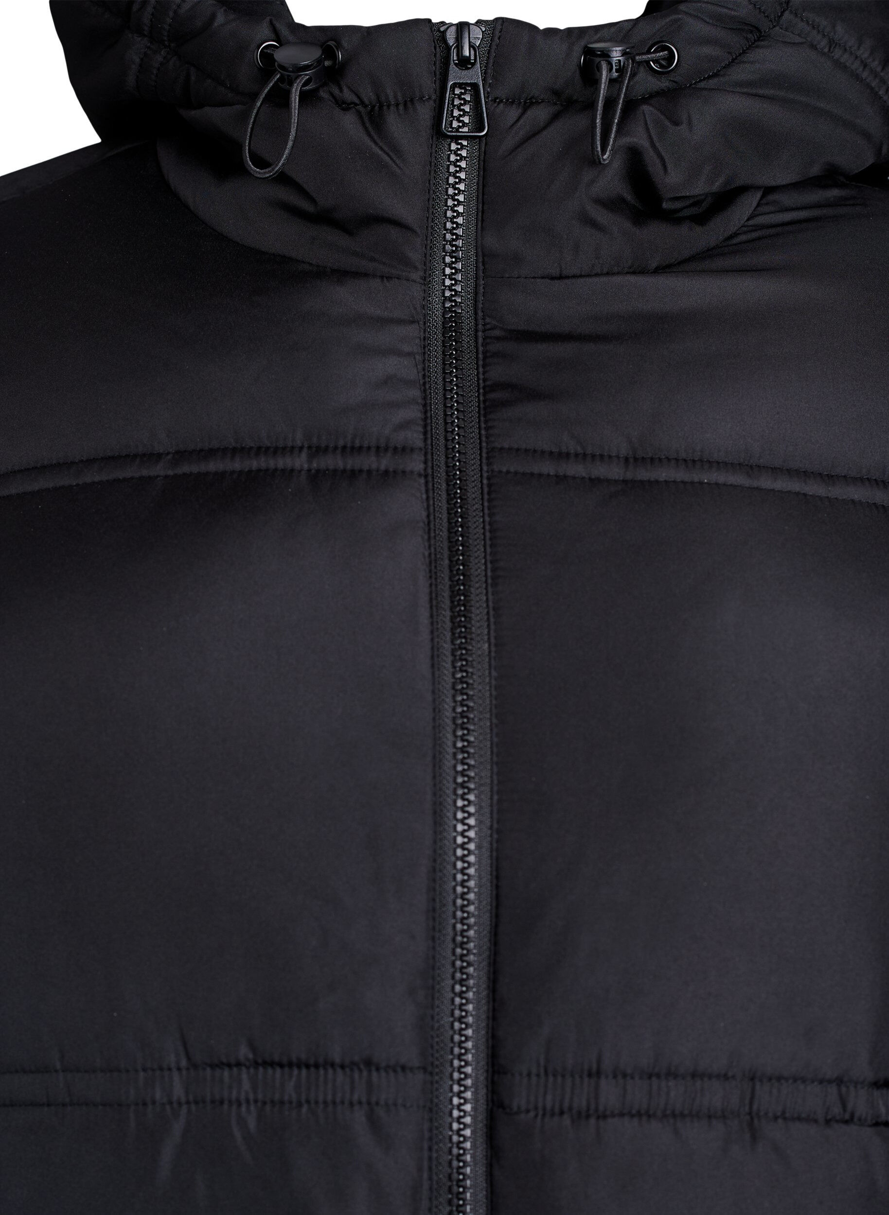 ZizziKurze Steppjacke mit Kapuze und Zwei-Wege-Rei&szlig;verschluss, Schwarz, Packshot image number 2