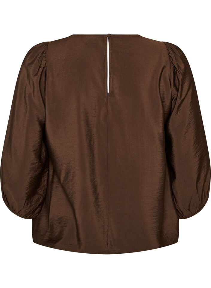 Bluse aus Spitze mit 3/4-&Auml;rmeln, Braun, Packshot image number 1