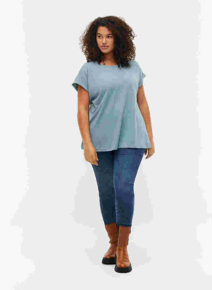 Kurzärmeliges T-Shirt aus einer Baumwollmischung, Smoke Blue, Model image number 2