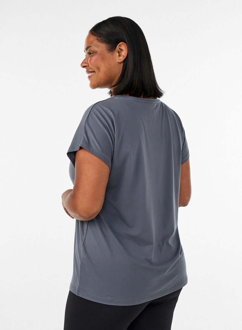 Einfarbiges Trainings-T-Shirt, Grau, Model image number 2