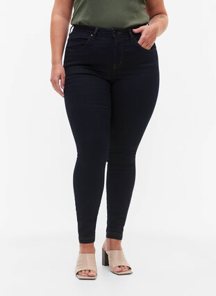 Super Slim Amy Jeans mit hoher Taille, Tobacco Un, Model image number 2