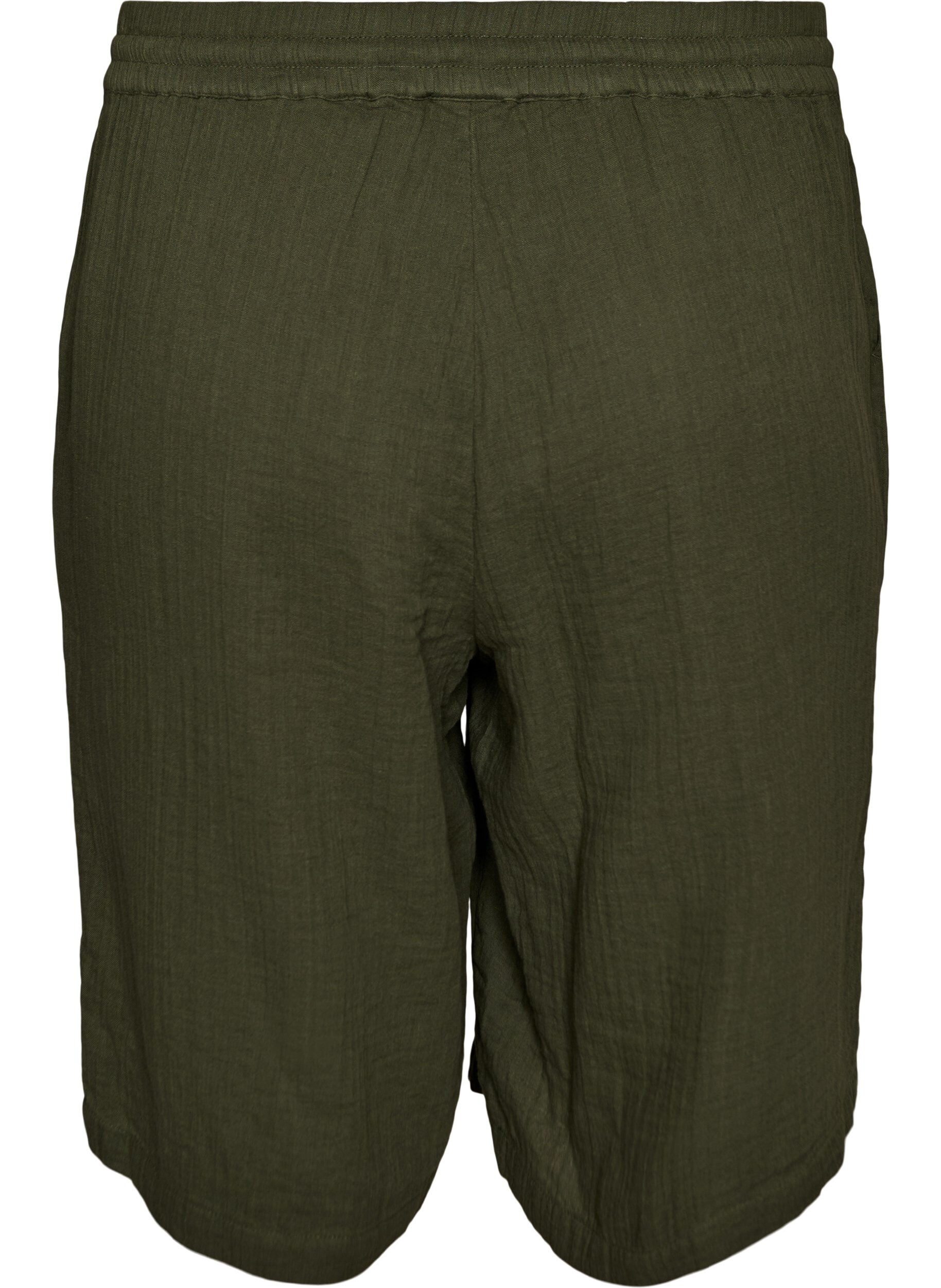 ZizziLockere Shorts aus Baumwollmusselin mit hoher Taille, Gr&uuml;n, Packshot image number 1