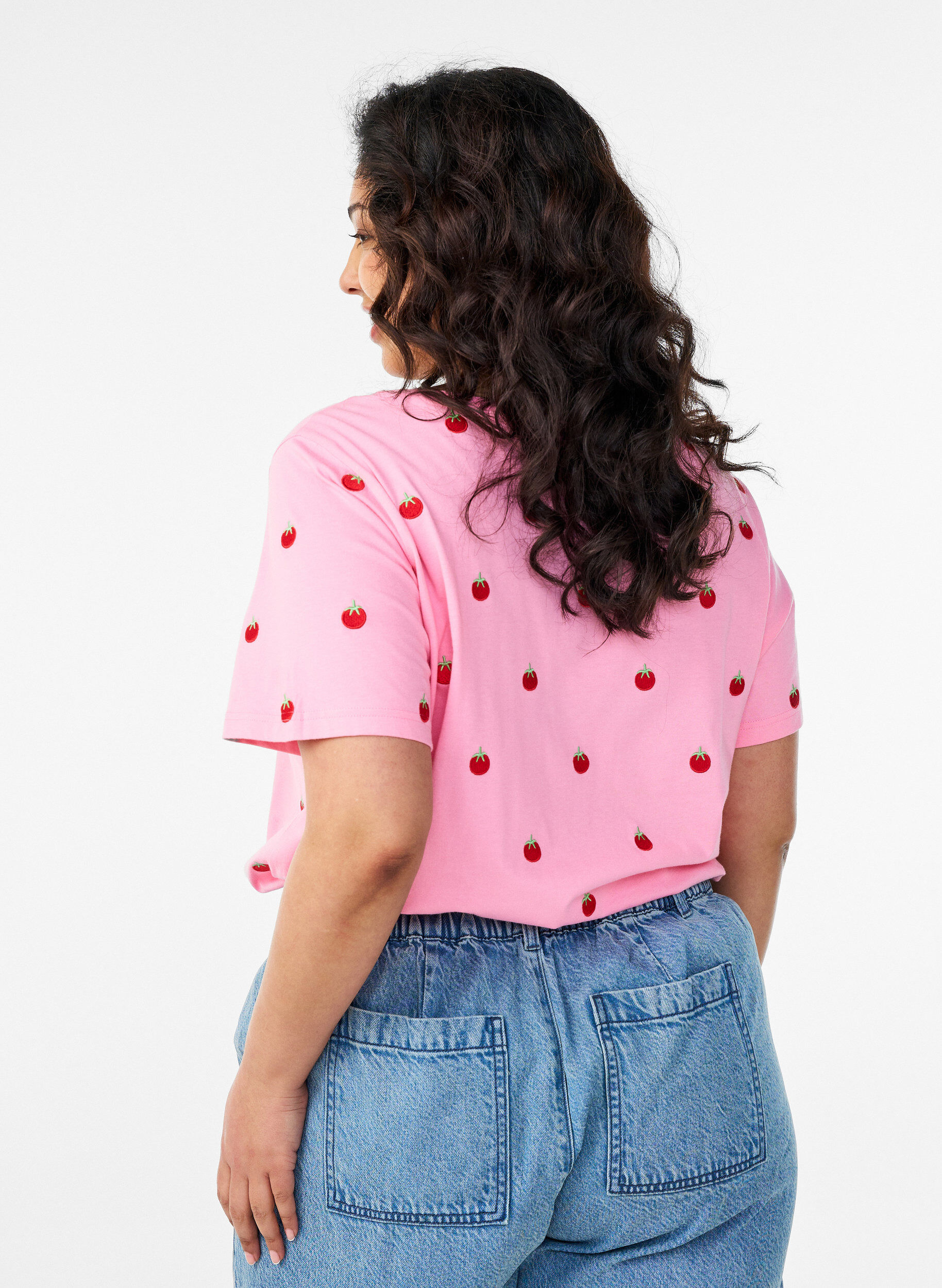 ZizziT-Shirt aus Bio-Baumwolle mit aufgestickten Motiven, Pink, Model image number 2