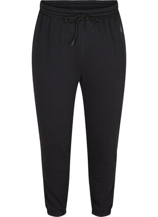 Einfarbige Sweatpants mit Taschen, Black, Packshot image number 0