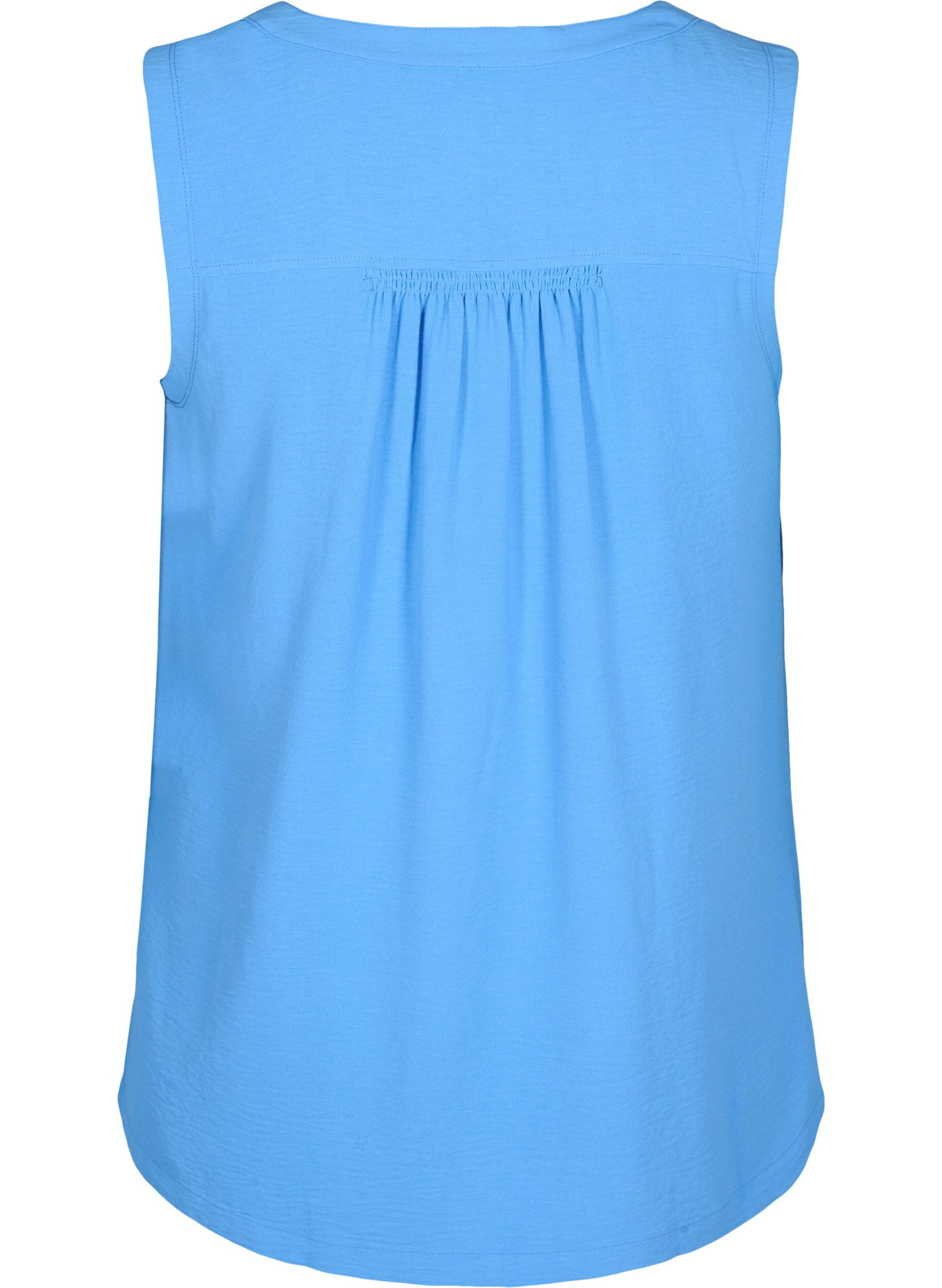 Zizzi&Auml;rmelloses Oberteil mit Faltendetails, Blau, Packshot image number 1