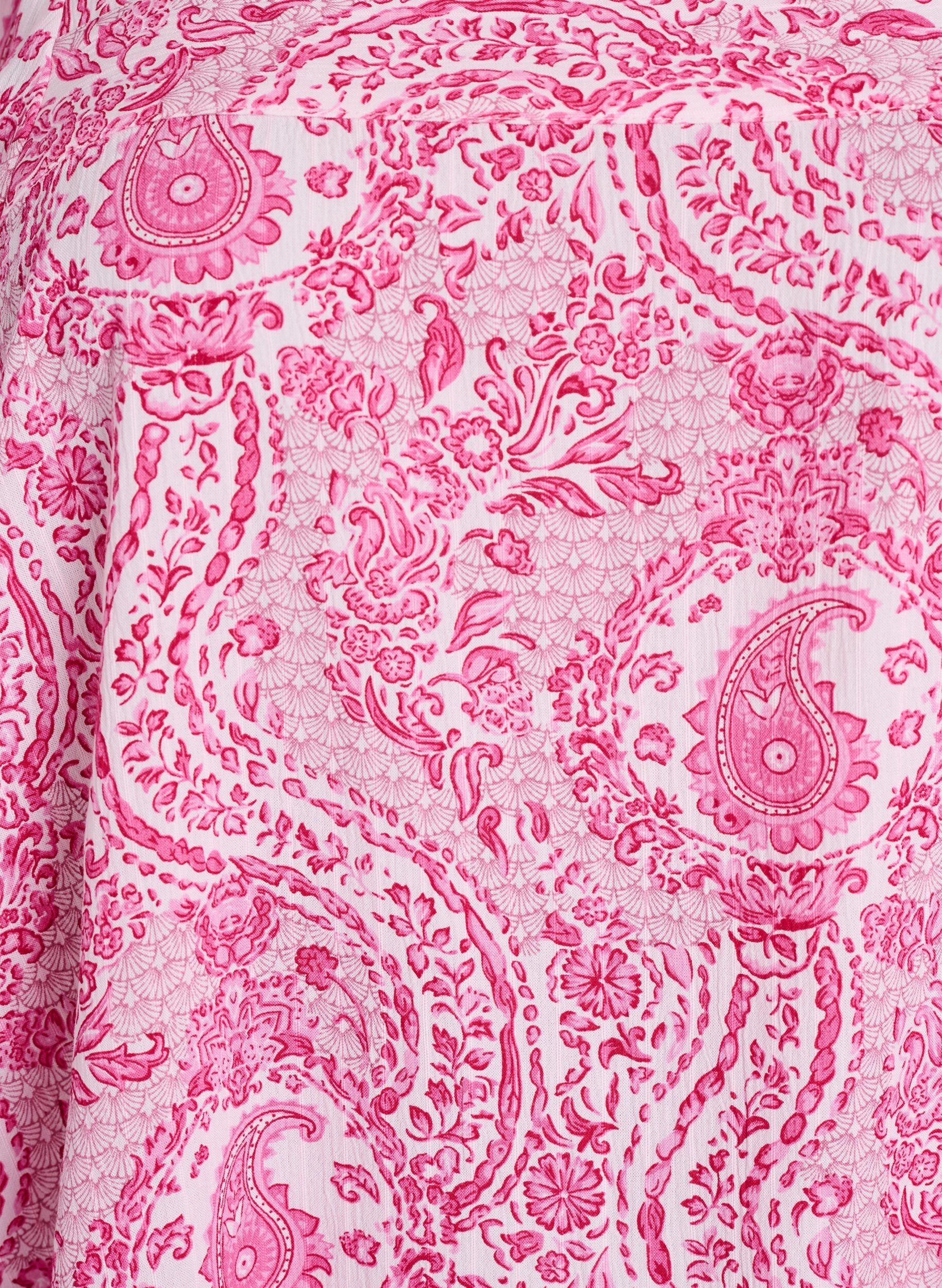 ZizziViskose-Bluse mit Paisley-Print und eckigem Ausschnitt, Pink, Packshot image number 2
