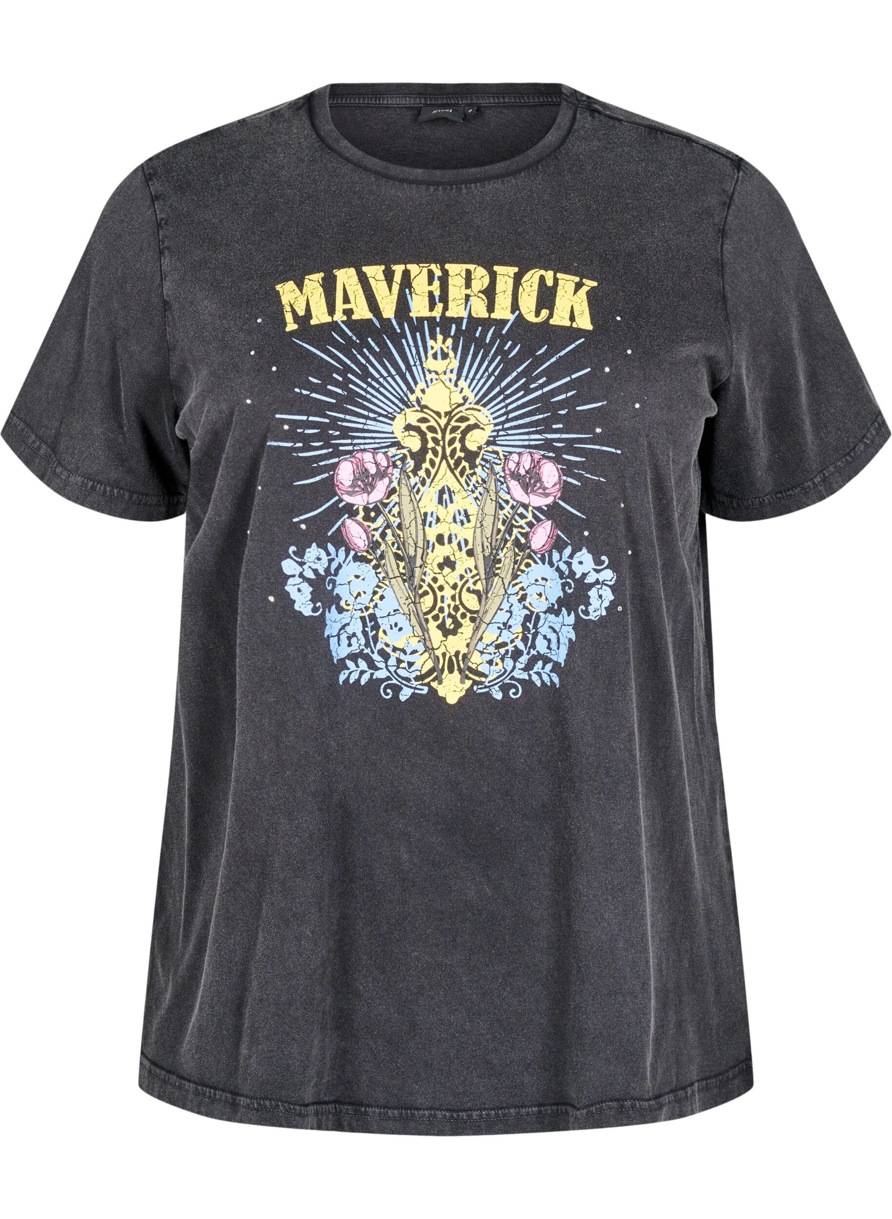 ZizziT-Shirt aus Bio-Baumwolle mit Grafikprint, Grau, Packshot image number 0