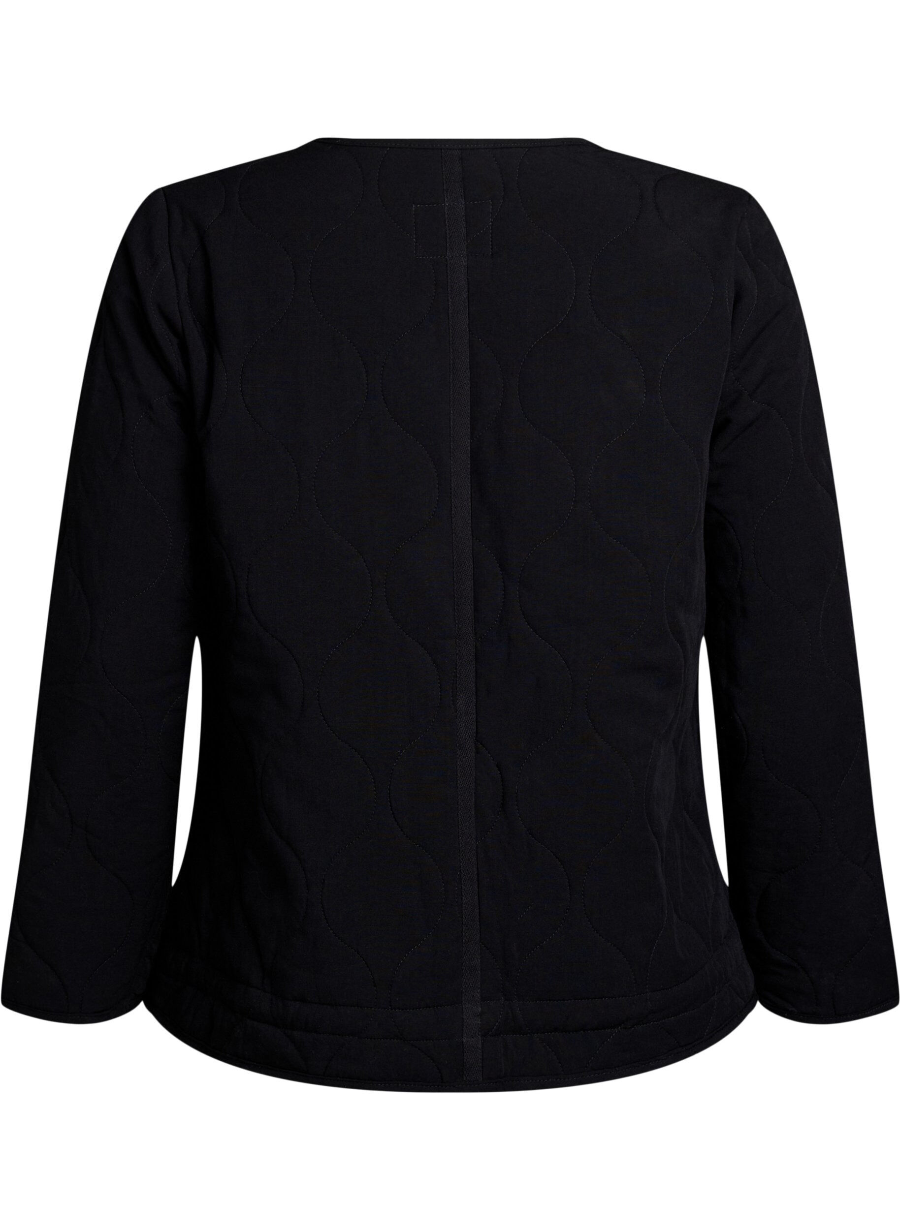ZizziSteppjacke mit Kn&ouml;pfen und Taschen, Schwarz, Packshot image number 1