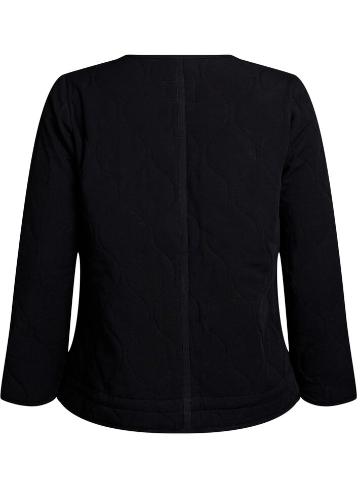 Steppjacke mit Knöpfen und Taschen, Schwarz, Packshot image number 1