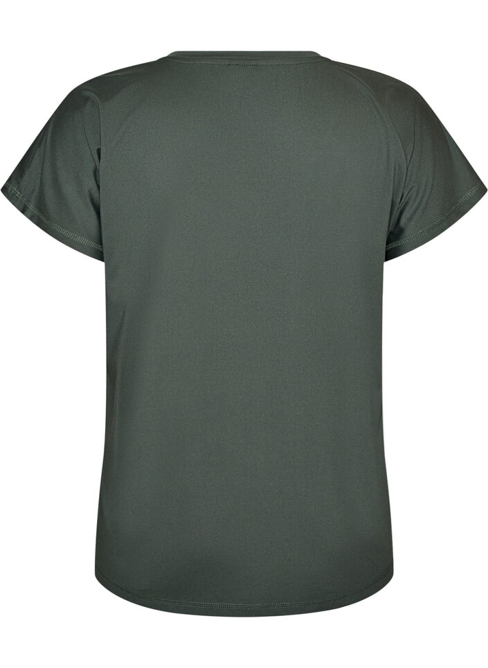 Lockeres Trainings-T-Shirt mit V-Ausschnitt, Gr&uuml;n, Packshot image number 1