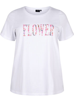 Baumwoll-T-Shirt mit Textaufdruck, B. White w. Flower, Packshot image number 0