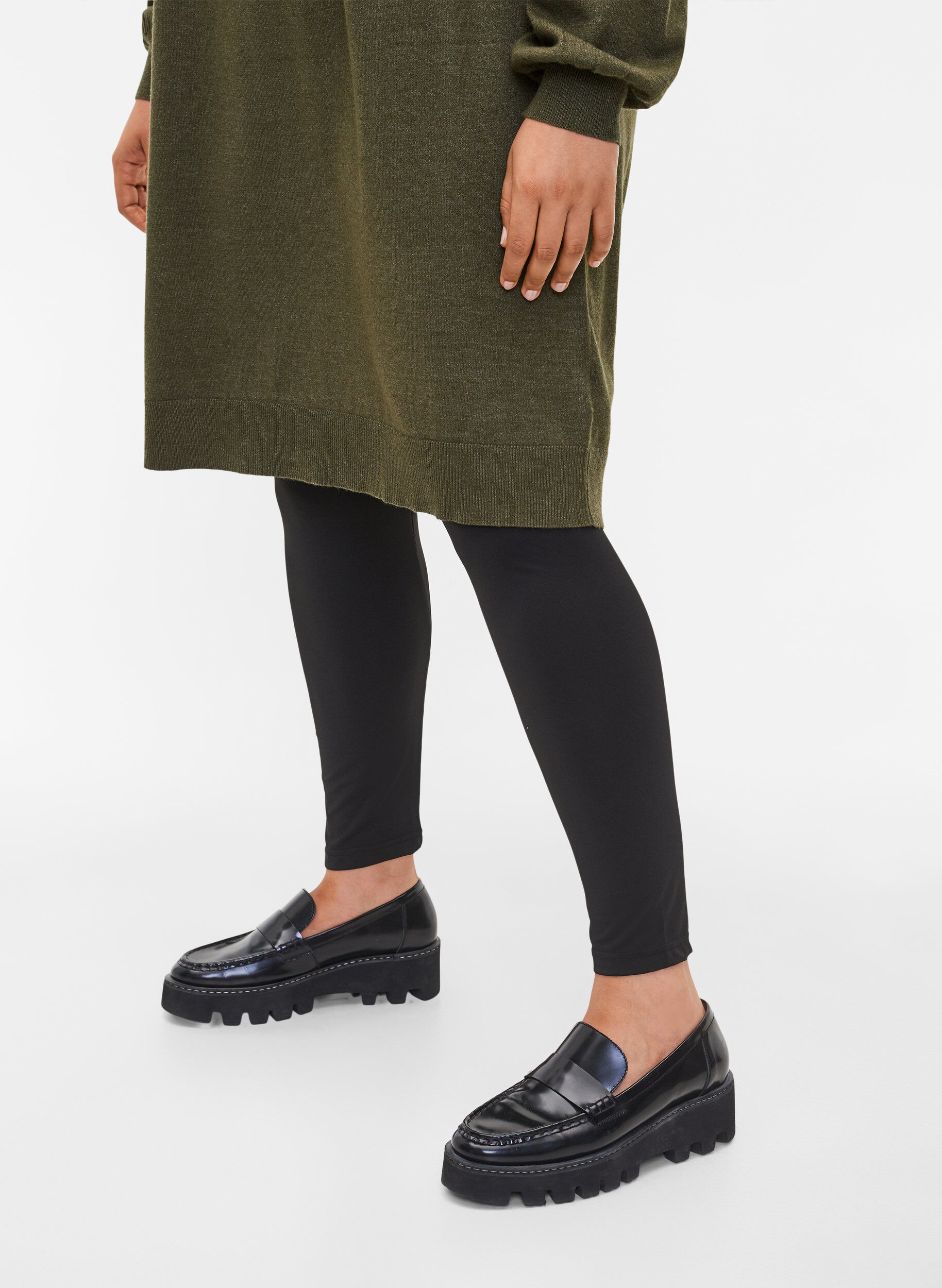 Zizzi2 Paar Basic-Leggings, Black, Model image number 0
