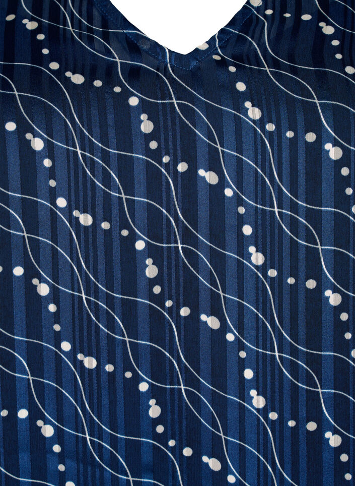 Bedrucktes Kleid mit V-Ausschnitt und 3/4-Ärmeln, Dress Bl. Swirl AOP, Packshot image number 2