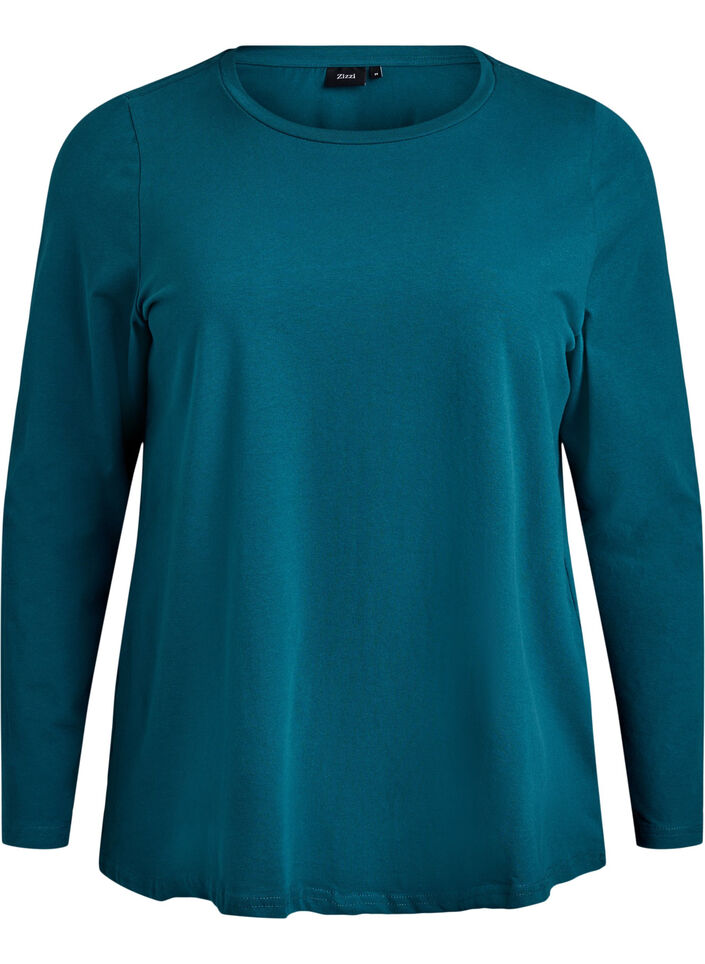 Basic Top aus Jersey mit langen &Auml;rmeln, Gr&uuml;n, Packshot image number 0