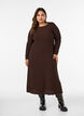 Midi-Kleid mit welliger Struktur und langen &Auml;rmeln, Braun, Model image number 1