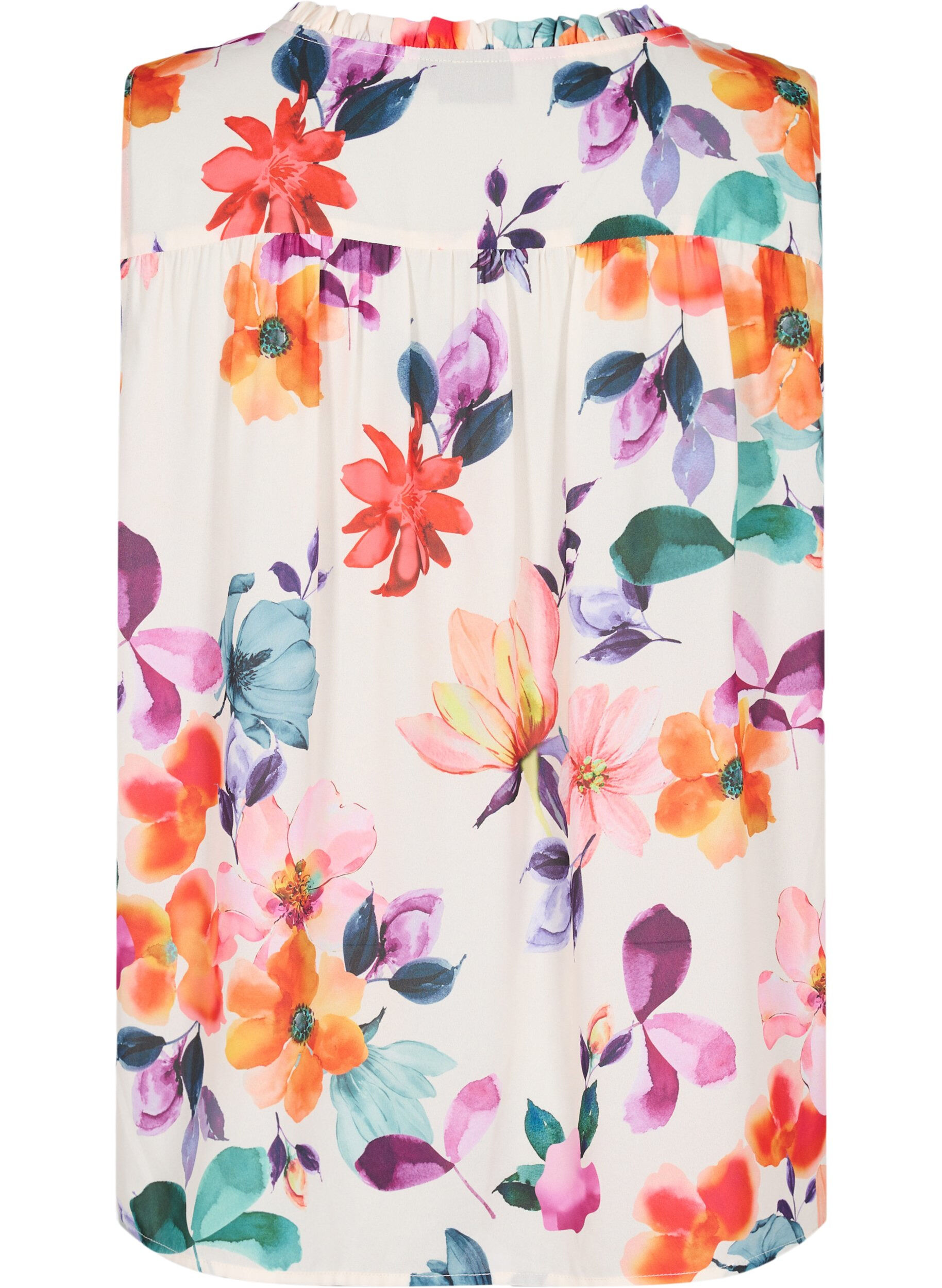 ZizziGebl&uuml;mtes Top mit Bindeband, Buttercream Flower, Packshot image number 1