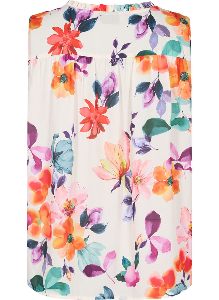 Geblümtes Top mit Bindeband, Buttercream Flower, Packshot image number 1