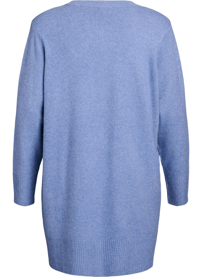 Strickjacke mit Rippenstrick und Taschen, Blau, Packshot image number 1