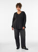 Bluse aus Jersey mit gerippter Struktur und A-Linien-Passform, Schwarz, Model image number 1