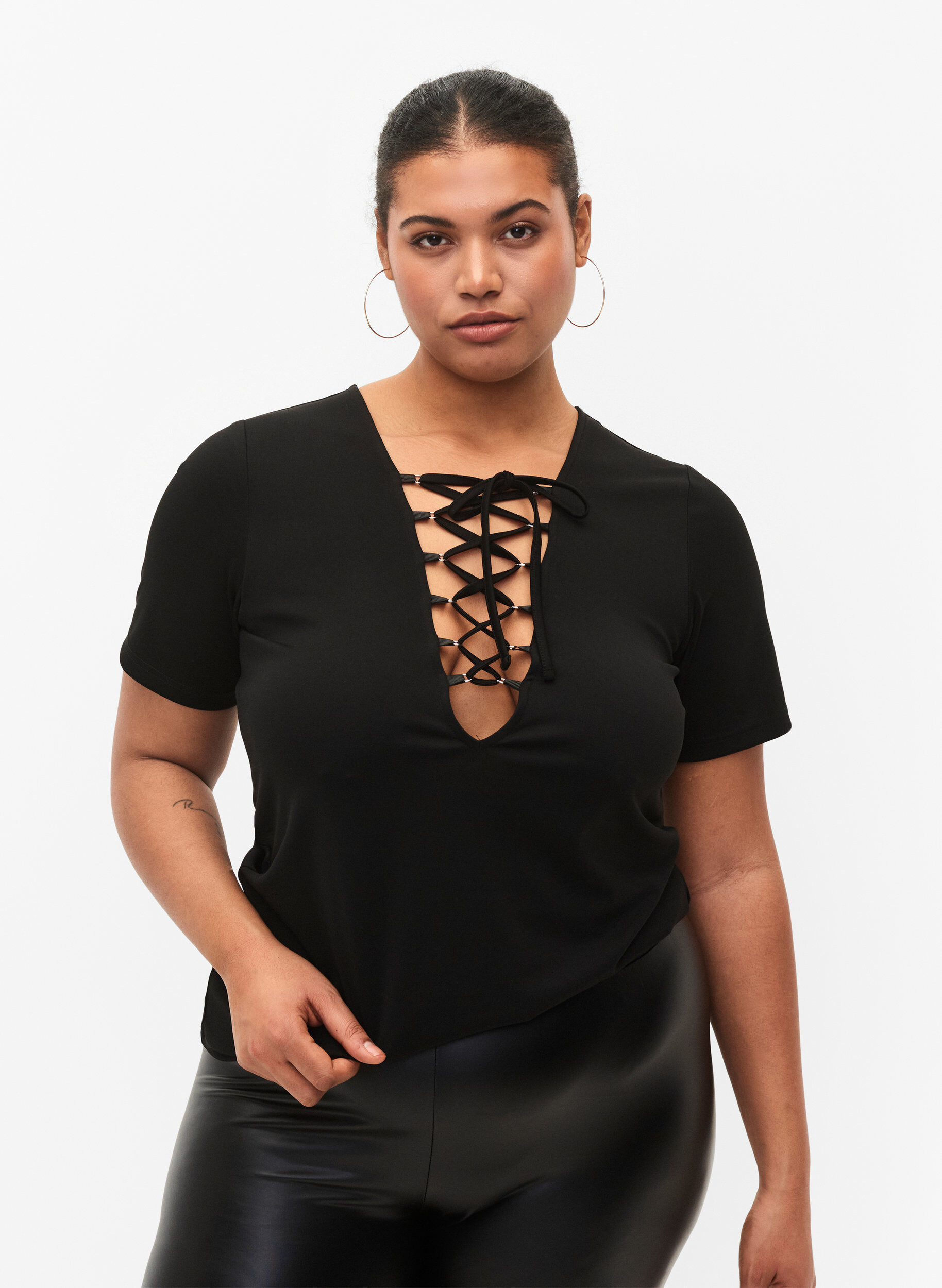 ZizziWendebluse mit Kordelzug, Black, Model image number 0