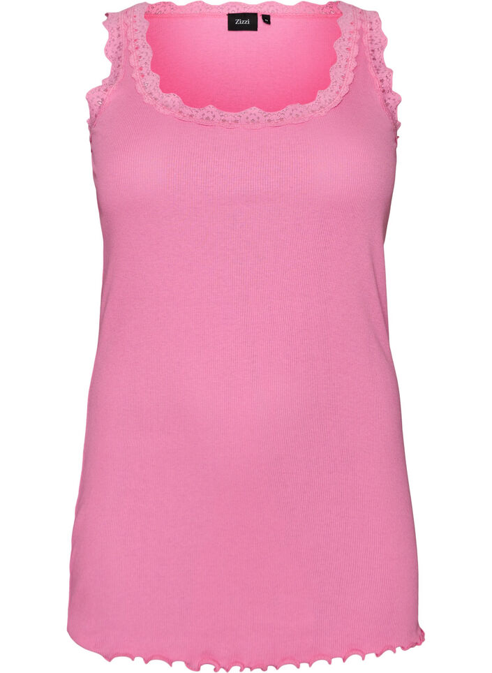 Top mit Spitzen, Pink, Packshot image number 0