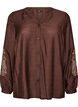 Bluse aus Viskose mit bestickten &Auml;rmeln, Braun, Packshot image number 0