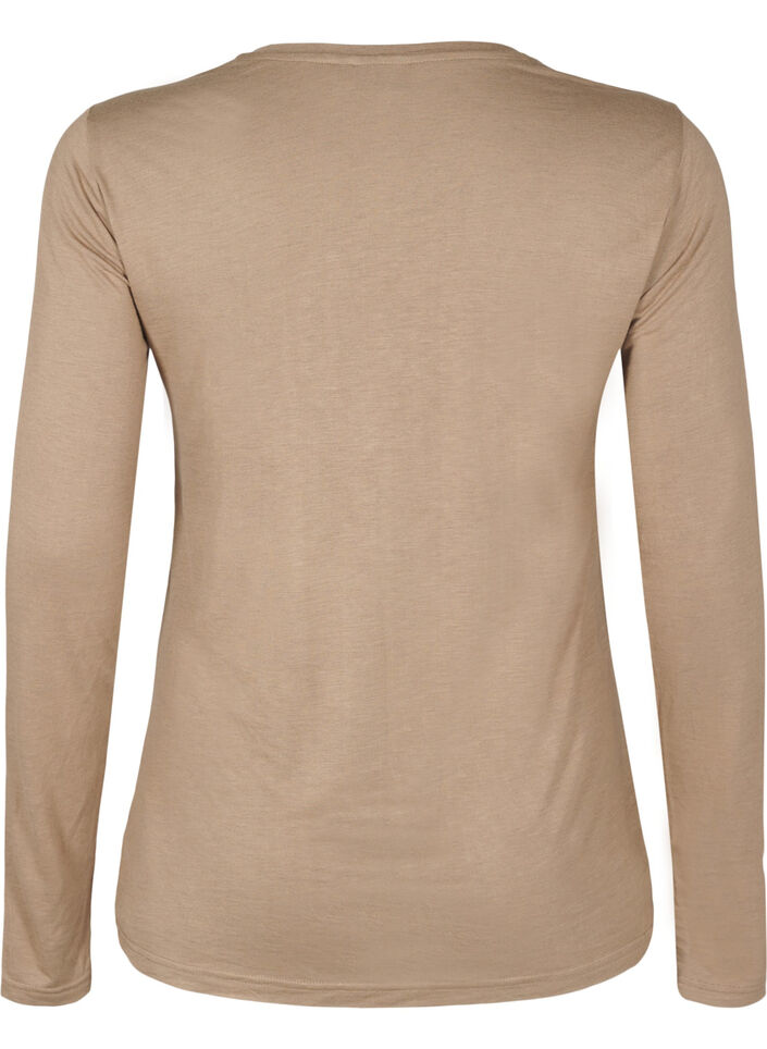 Lang&auml;rmelige Bluse aus Wolle und Viskose, Braun, Packshot image number 1