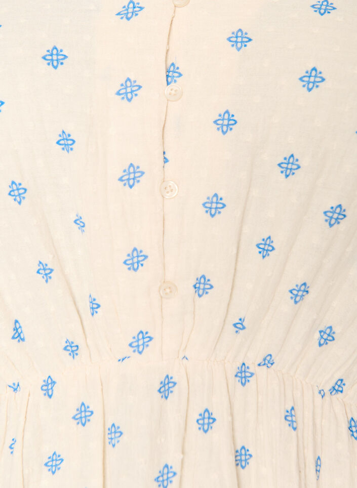 Bedrucktes Kleid aus Baumwolle mit Gummizug in der Taille, Beige, Packshot image number 2