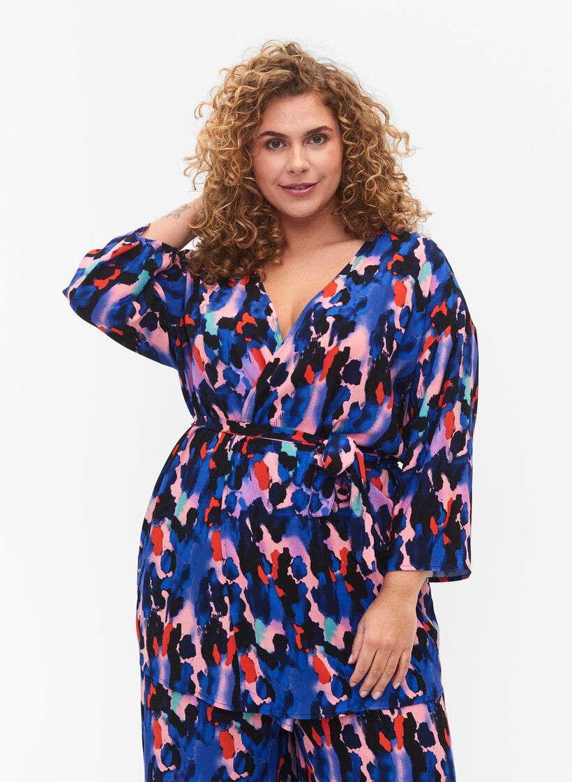 Kimono aus Viskose mit Print, Colorful Animal, Model image number 0