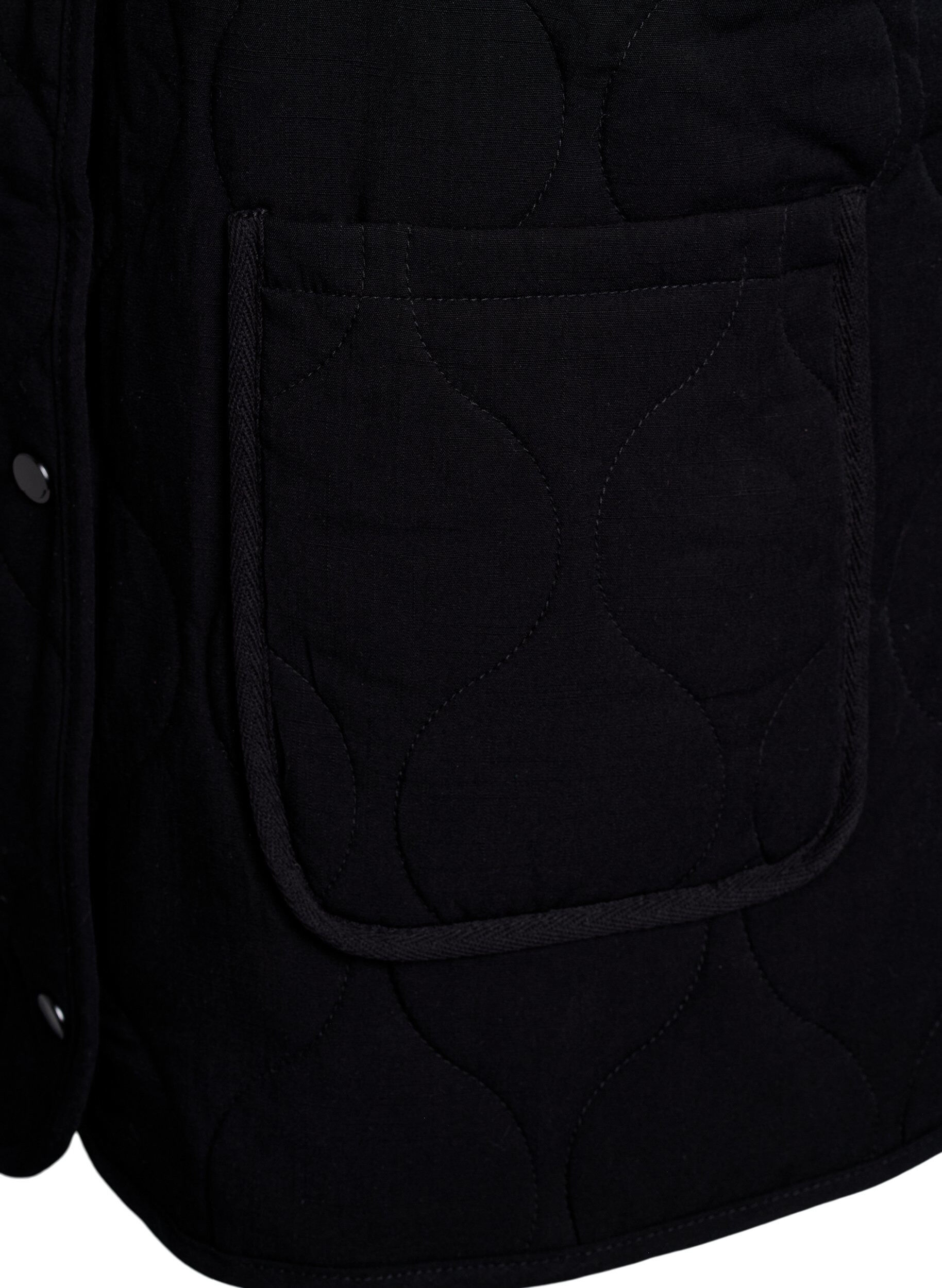 ZizziSteppjacke mit Kn&ouml;pfen und Taschen, Schwarz, Packshot image number 3