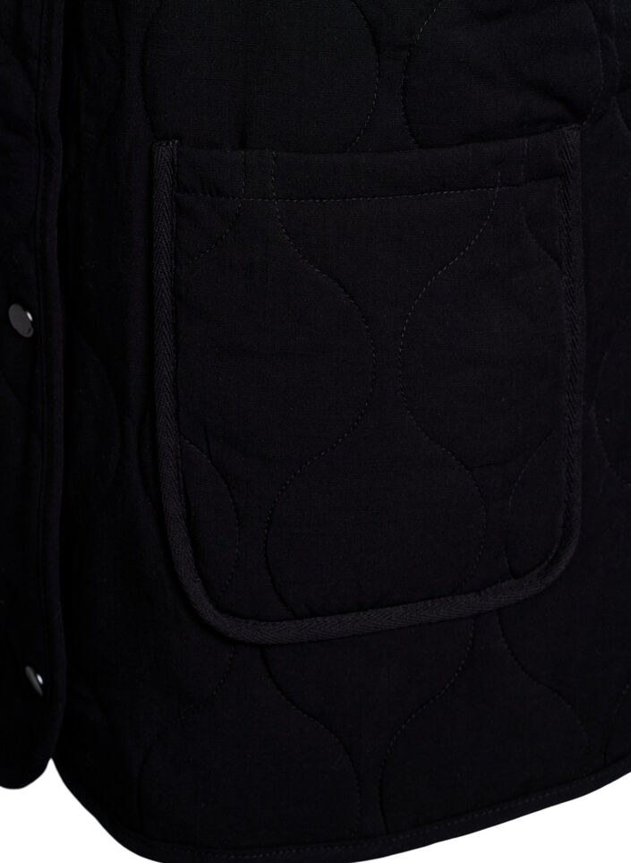 Steppjacke mit Knöpfen und Taschen, Schwarz, Packshot image number 3