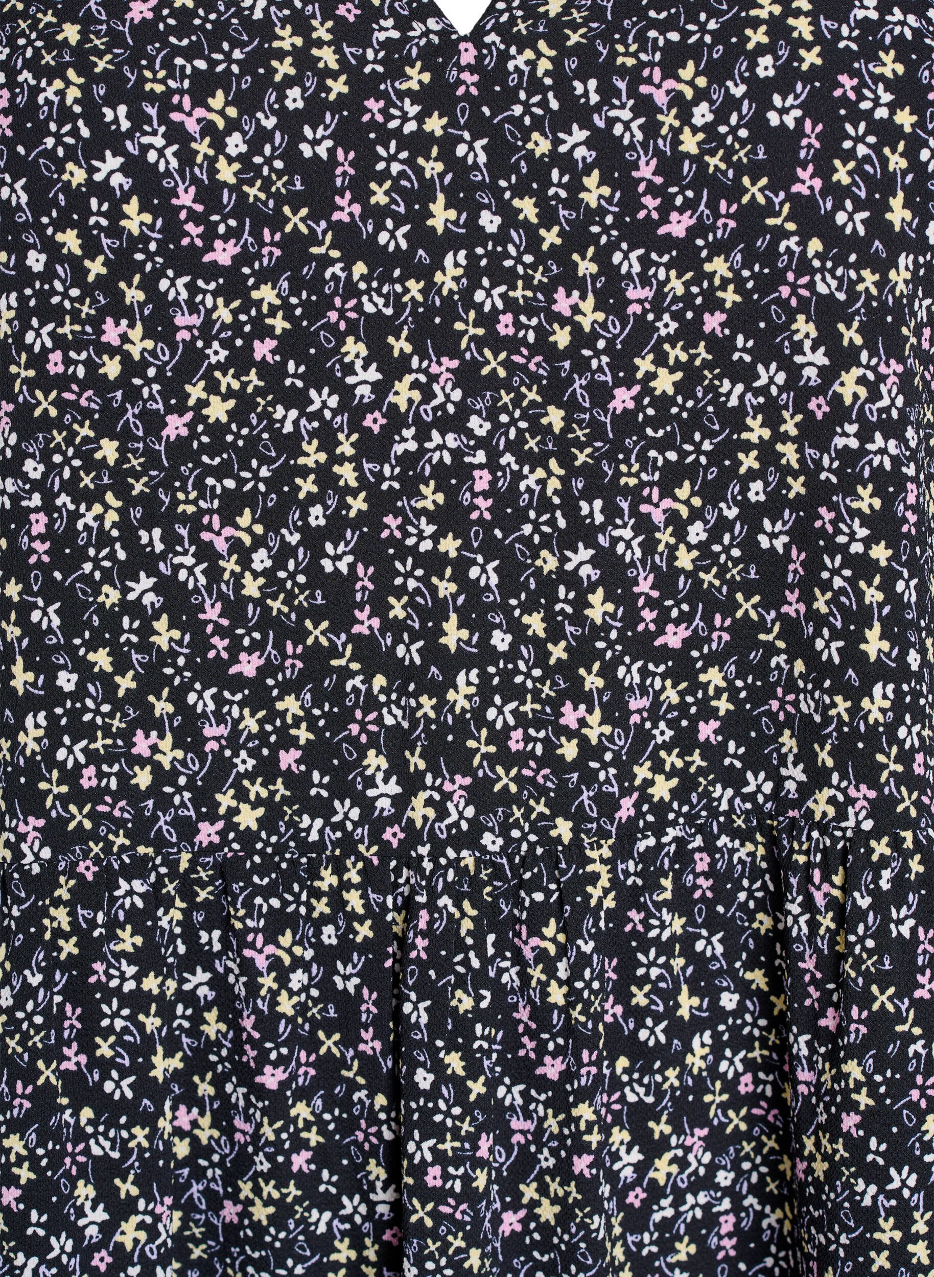 ZizziKurzarmkleid in A-Linienform mit Schnittlinien, Schwarz, Packshot image number 2