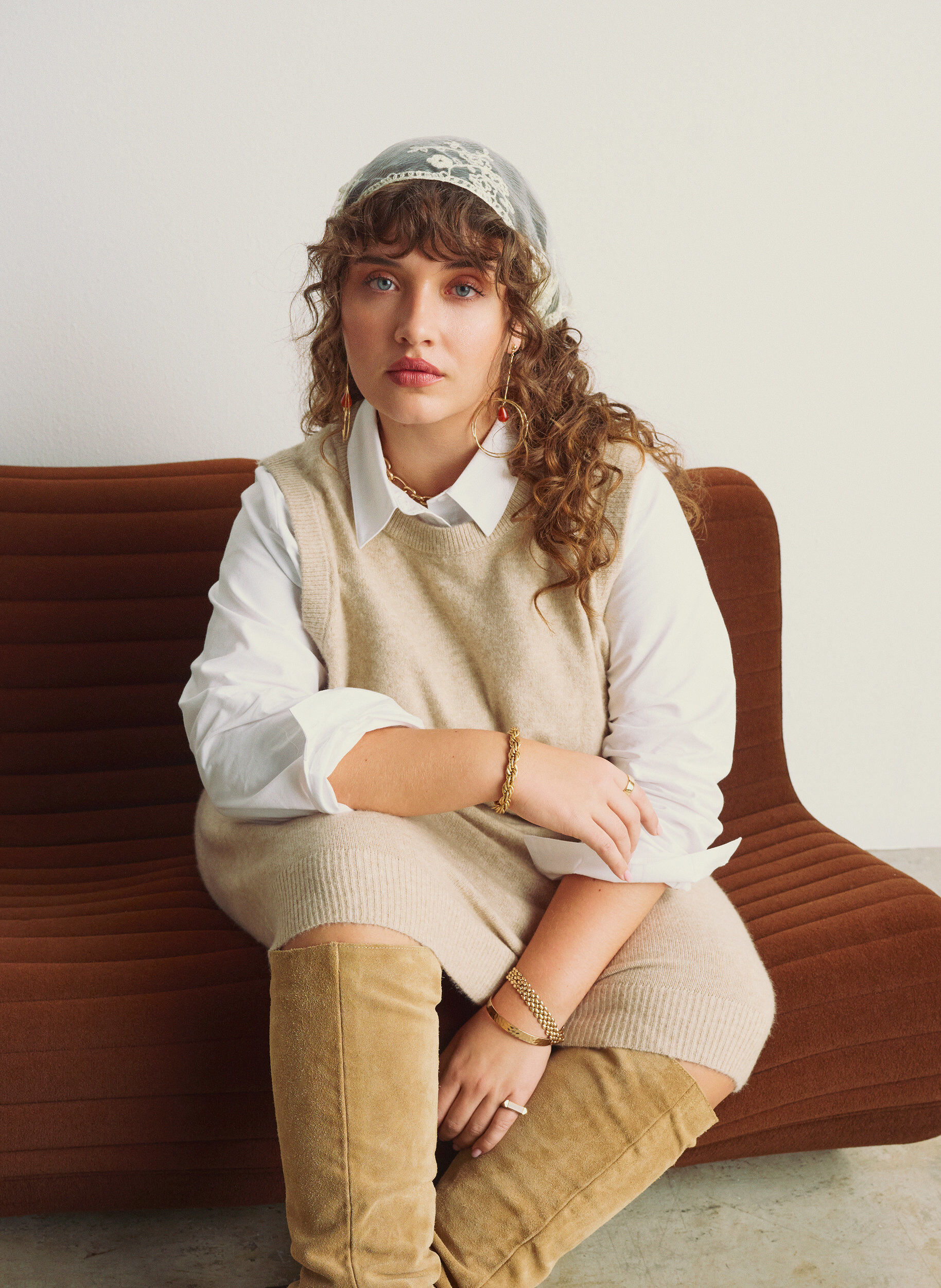 ZizziDreieckiges Spitzentuch, Beige, Image image number 0