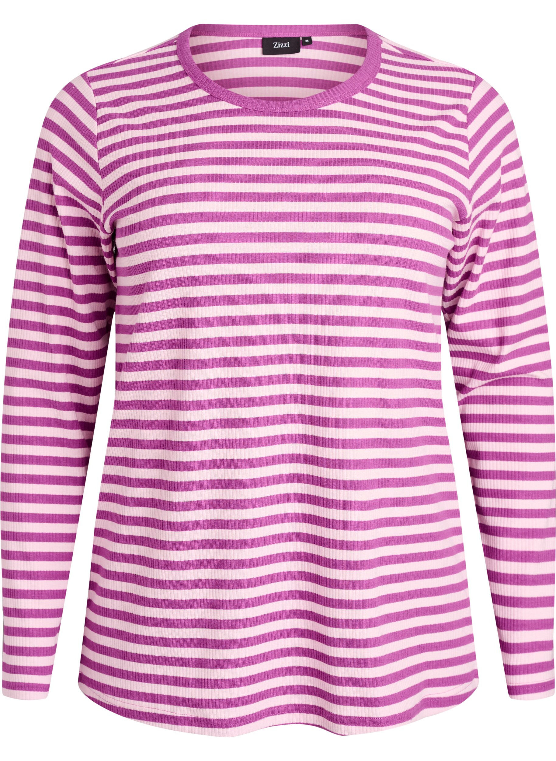 ZizziGestreifte Bluse mit langen &Auml;rmeln, Lila, Packshot image number 0