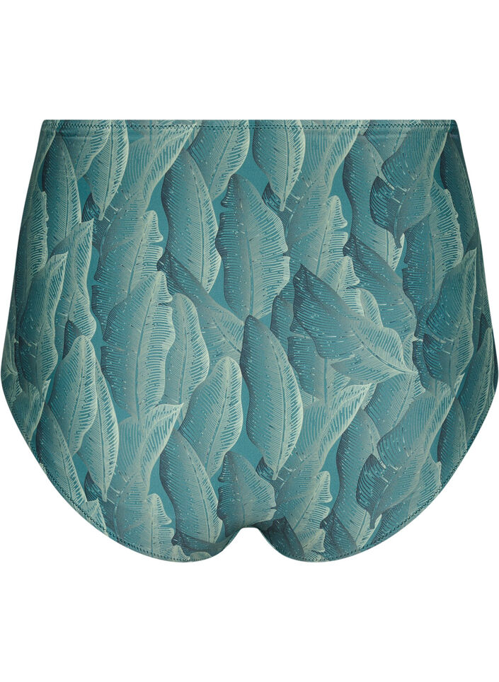 Bikini-Slip mit Print und hoher Taille, Grün, Packshot image number 1
