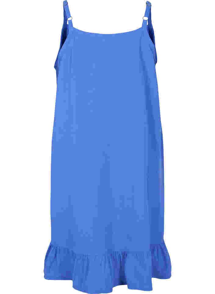 Baumwollkleid mit dünnen Trägern und A-Linie, Dazzling Blue, Packshot image number 1
