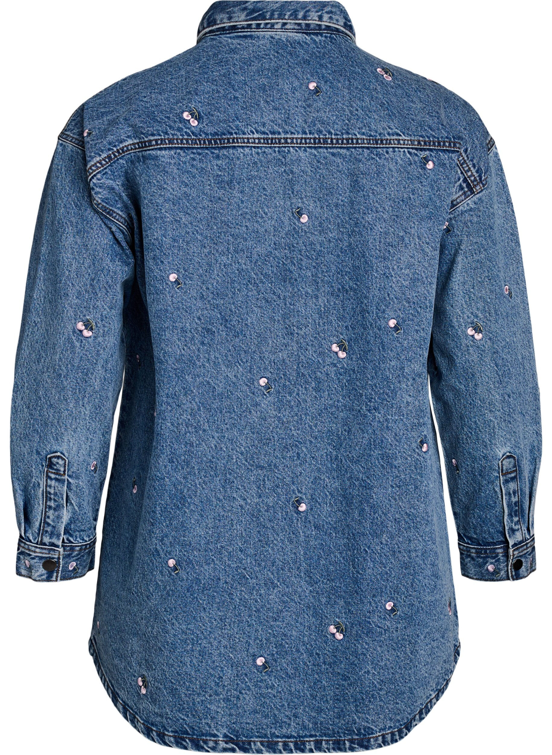 ZizziJeanshemd mit bestickten Motiven, Blau, Packshot image number 1