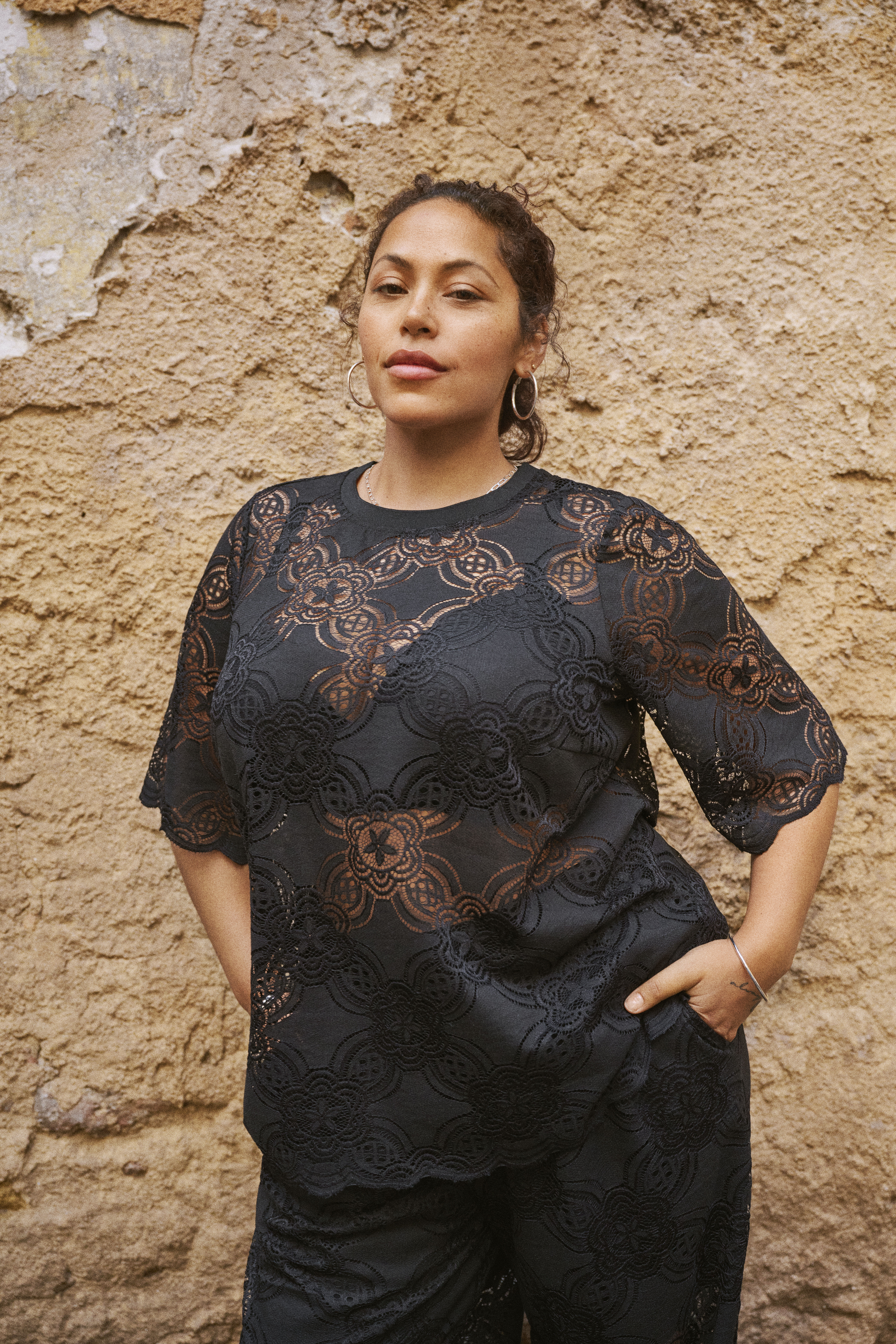 ZizziSchwarzes Spitzen-Set, , Model