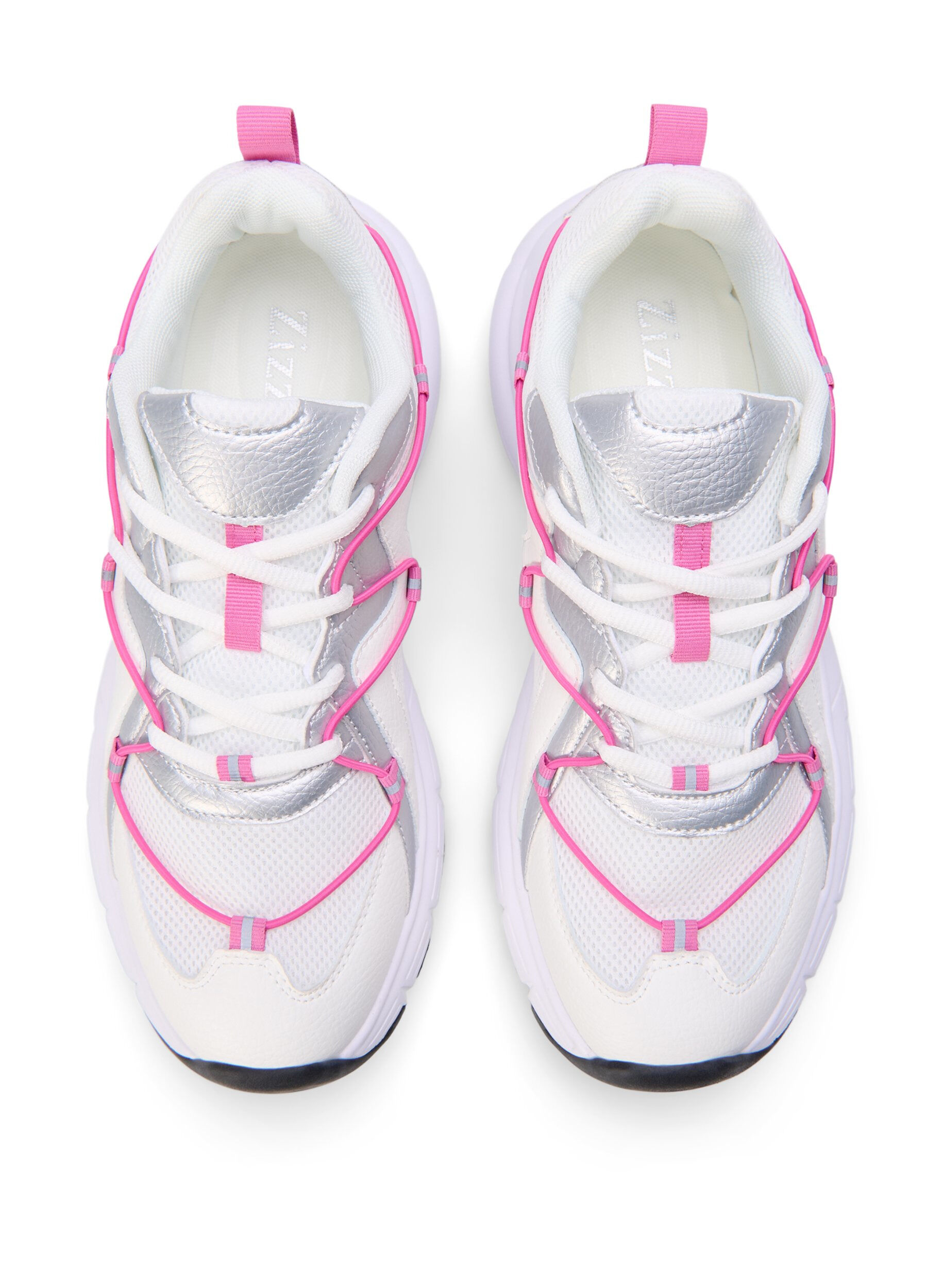ZizziWeite M Sneakers mit kontrastierender Schn&uuml;rung, White w. Pink, Packshot image number 2